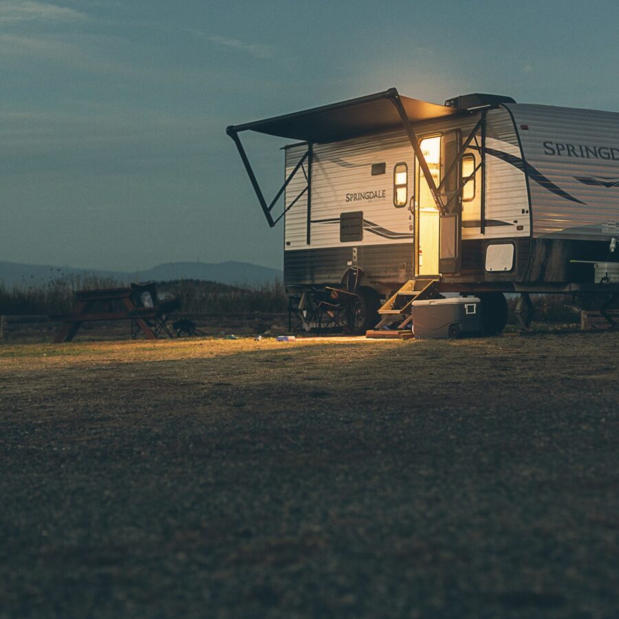 Trailer at dusk