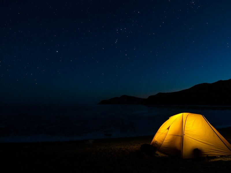 Tent at night under the stars